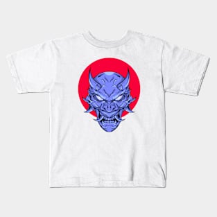 Blue Demonic Mask Kids T-Shirt